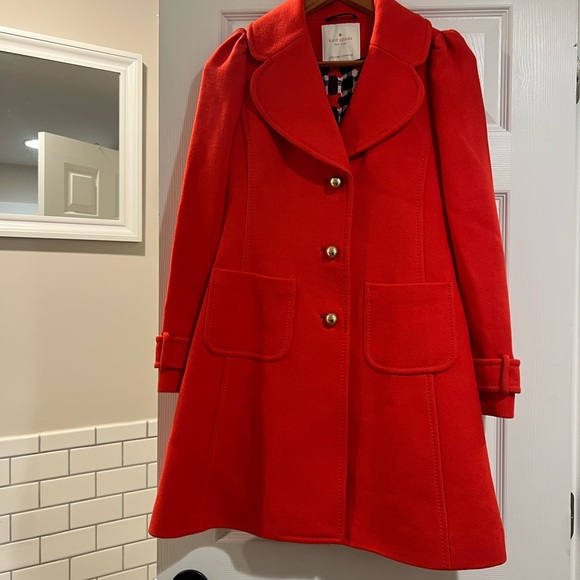 Kate Spade Orange Trench Coat with Gold Buttons - Picture 1 of 16